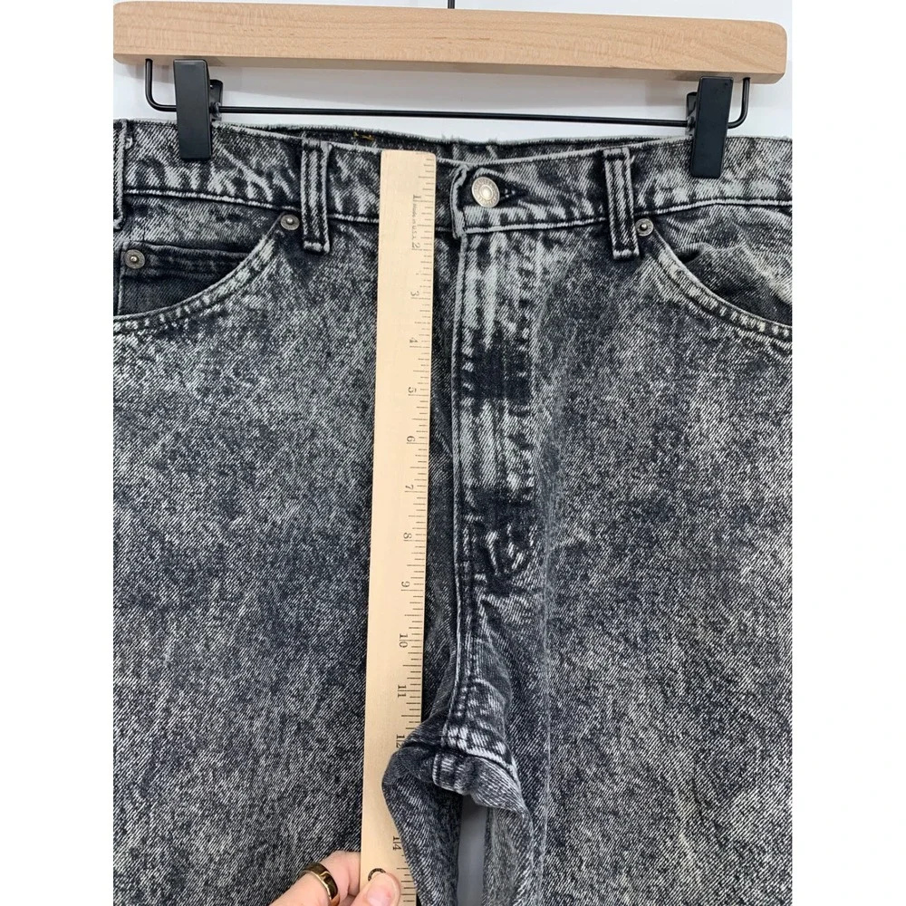 Vintage Levis 550 Jeans Mens 32x28 Black Acid Wash Relaxed Made USA (Tag 33x30)